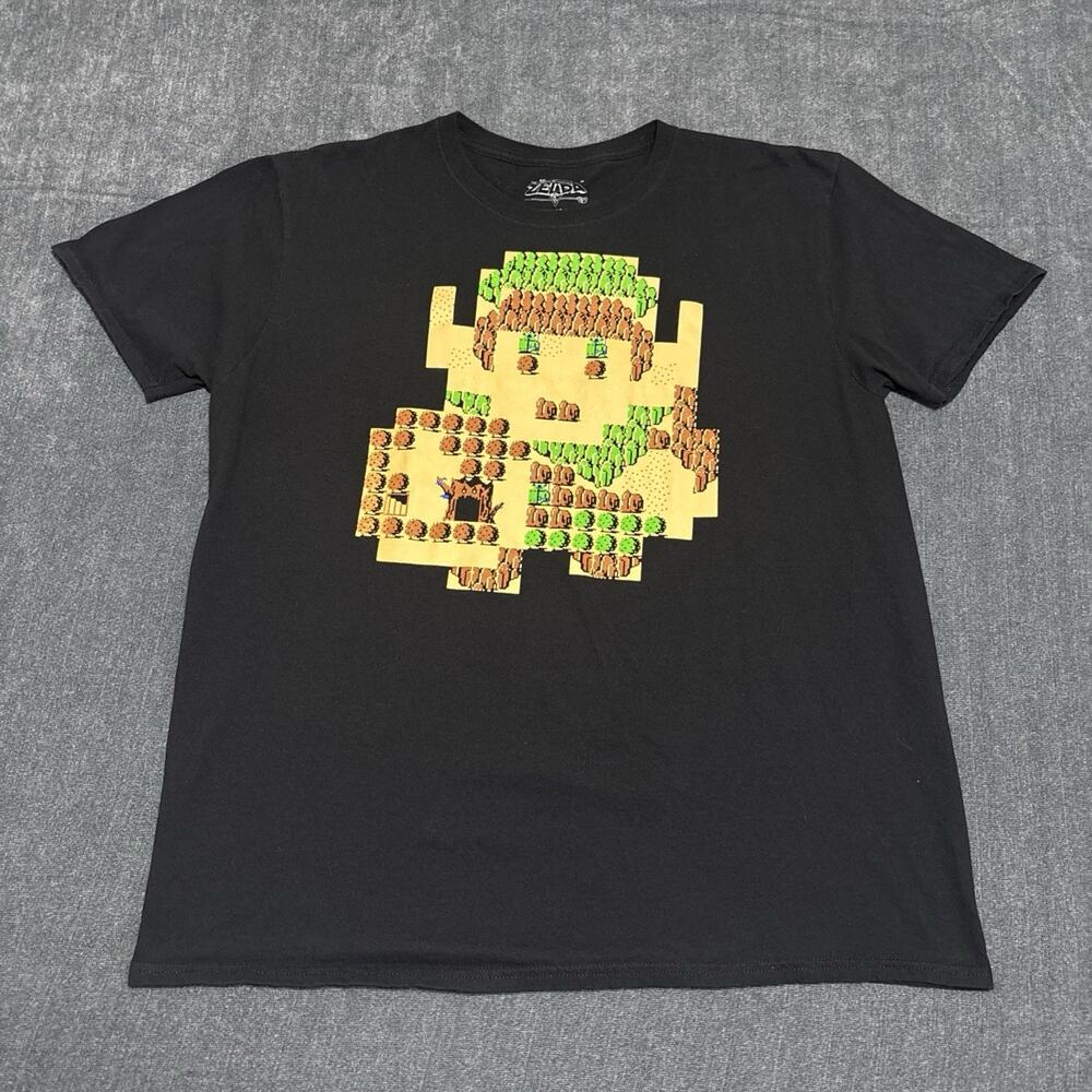 Legend of Zelda Game Shirt XL Link Nintendo NES 8-Bit Map Black Loot Crate